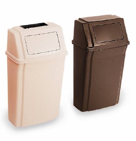 Lagasse Trash Can Rubbermaid® Slim Jim® 15 gal. Wall Mount Beige Plastic Side Opening - Each - RCP7822BEI-EA