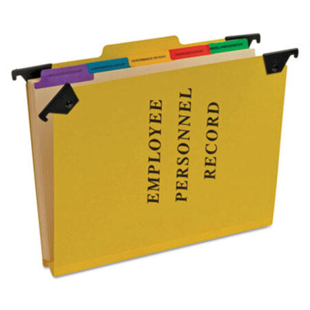 Pendaflex® Hanging-Style Personnel Folders, 5 Dividers with 1/5-Cut Tabs, Letter Size, 1/3-Cut Exterior Tabs, Yellow - Each - PFX-SER2YEL-EA