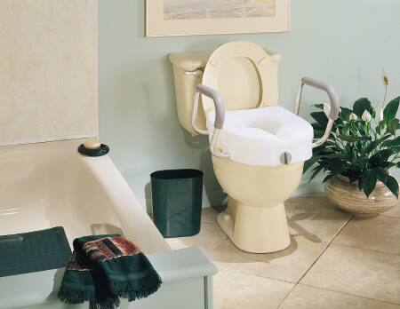Apex-Carex Healthcare Raised Toilet Seat with Arms E-Z Lock™ 5 Inch Height White 300 lbs. Weight Capacity - Case of 2 - FGB30400 0000-CS