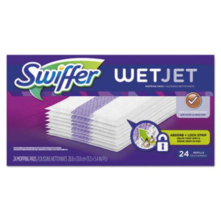 Swiffer® WetJet System Refill Cloths, 11.3" x 5.4", White, 24/Box - Box of 1 - PGC-08443-BX