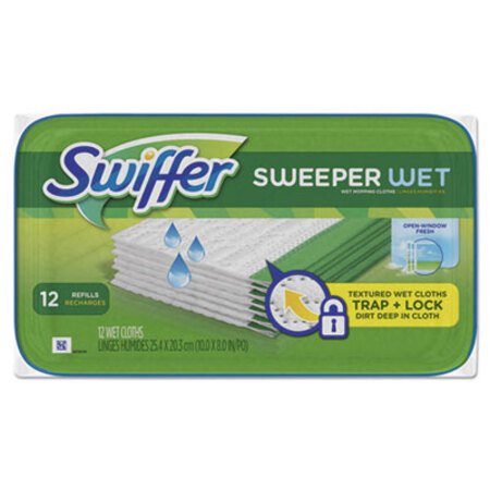 Swiffer® Wet Refill Cloths, 10 x 8, Open Window Fresh, Cloth, White, 12/Tub, 12 Tubs/Carton - CT/1 - PGC-95531CT-CT