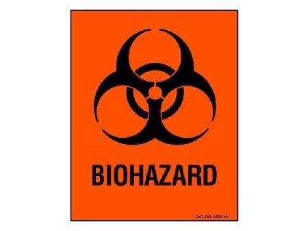 Shamrock Scientific Pre-Printed Label Shamrock Warning Label Fluorescent Red Biohazard / Symbol Black Biohazard 8 X 10 Inch - Box of 10 - SBH-101-BX