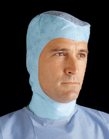 Cardinal Surgical Hood Comfort™ One Size Fits Most Blue Tie Closure - Box of 75 - 4380C-BX