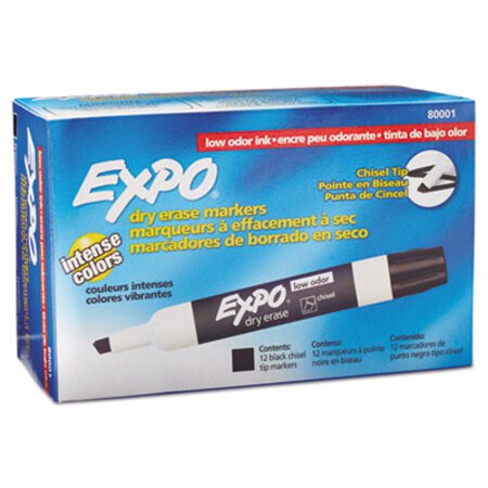 EXPO® Low-Odor Dry-Erase Marker, Broad Chisel Tip, Black, Dozen - DZ/1 - SAN-80001-DZ