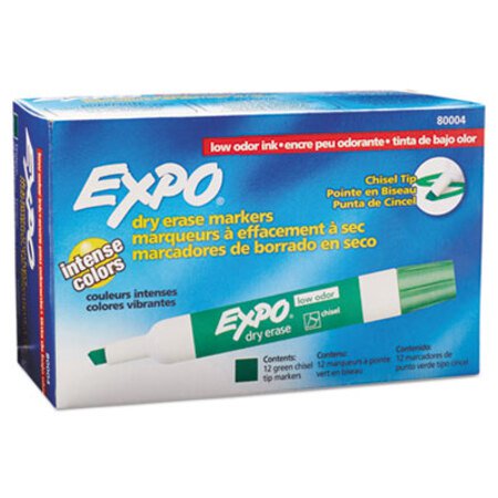 EXPO® Low-Odor Dry-Erase Marker, Broad Chisel Tip, Green, Dozen - DZ/1 - SAN-80004-DZ