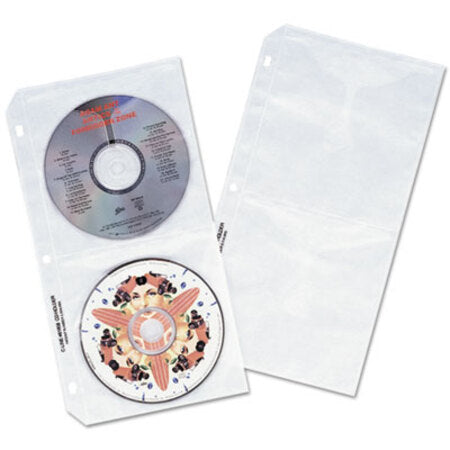 C-Line® Deluxe CD Ring Binder Storage Pages, Standard, 4 Disc Capacity, Clear/White, 10/Pack - Pack of 1 - CLI-61958-PK