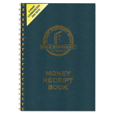 Rediform® Gold Standard Money Receipt Book, Two-Part Carbonless, 7 x 2.75, 4 Forms/Sheet, 300 Forms Total - Each - RED-8L810-EA