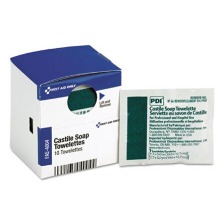 First Aid Only™ SmartCompliance Castile Soap Towelettes, 10/Box - Box of 1 - FAO-FAE4004-BX