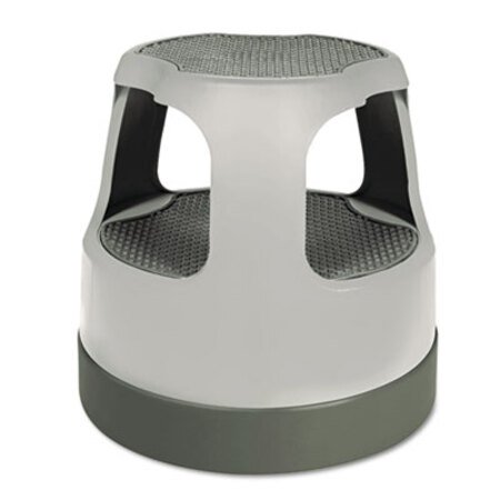 Cramer® Scooter Stool, Round, 2-Step, Step and Lock Wheels, 300 lb Capacity, 15" Working Height, Gray - Each - CRA-50011PK82-EA