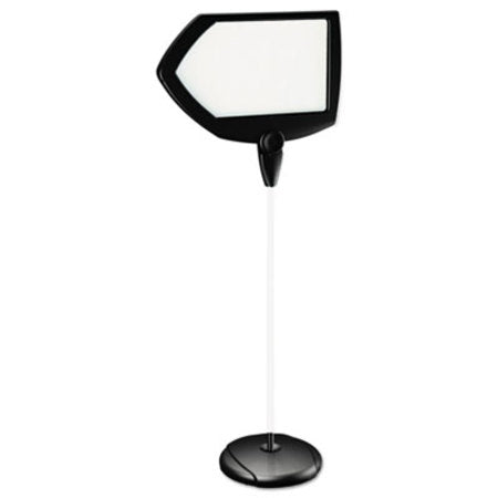 MasterVision® Floor Stand Sign Holder, Arrow, 25 x 17, 63" High, White Surface, Black Steel Frame - Each - BVC-SIG01010101-EA