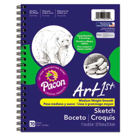 PACON® Art1st Sketch Diary, 60 lb Text Paper Stock, Blue Cover, (70) 11 x 8.5 Sheets - Each - PAC-4794-EA