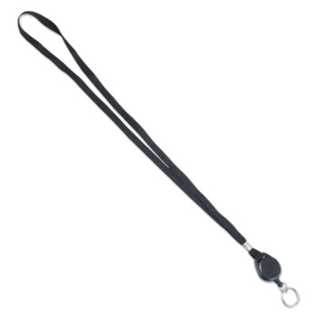 Advantus Lanyards with Retractable ID Reels, Metal Split Ring Fastener, 34" Long, Black, 12/Pack - Box of 1 - AVT-75547-BX