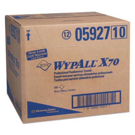 WypAll® X70 Foodservice Towels, 1/4 Fold, 12.5 x 23.5, Unscented, Blue, 300/Carton - CT/1 - KCC-05927-CT