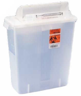 Cardinal Sharps Container SharpStar™ In-Room™ Translucent Red Base 16-1/2 H X 13-3/4 W X 6 D Inch Horizontal Entry 3 Gallon - Case of 10 - 8536SA-CS