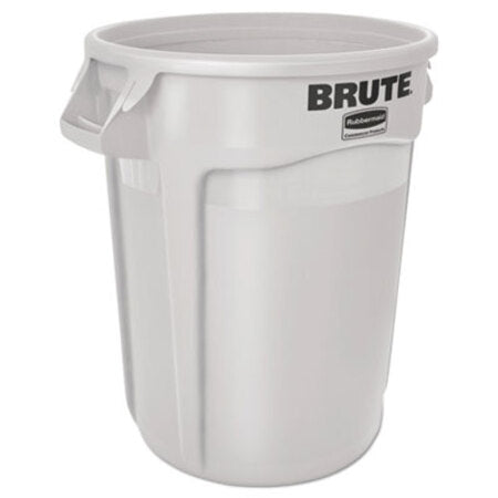 Rubbermaid® Commercial Vented Round Brute Container, 10 gal, Plastic, White - Each - RCP-2610WHI-EA