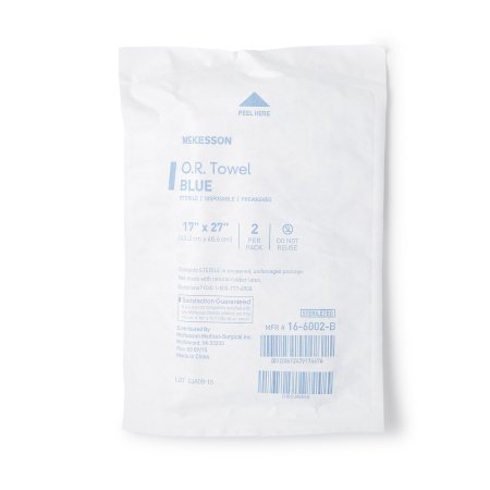 McKesson O.R. Towel McKesson 17 W X 27 L Inch Blue Sterile - Each - 16-6002-B-EA