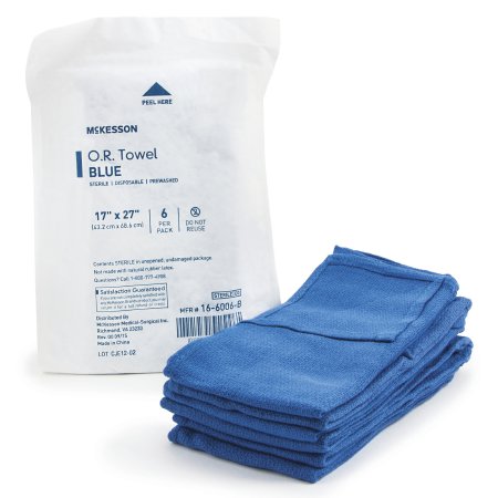 McKesson O.R. Towel McKesson 17 W X 27 L Inch Blue Sterile - Case of 12 - 16-6006-B-CS