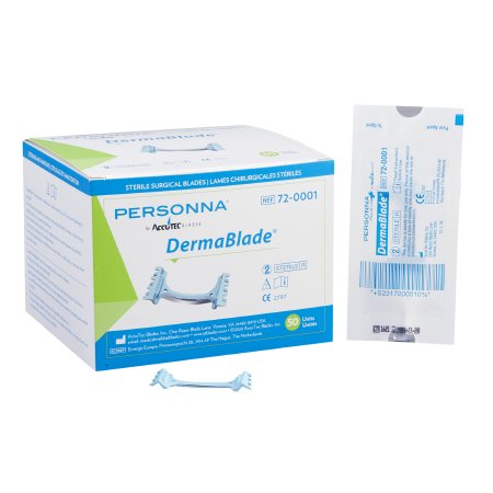 AccuTec Blades Shave Biopsy Blade DermaBlade® Coated Stainless Steel Sterile Disposable Individually Wrapped - Case of 400 - 72-0001-0000-CS