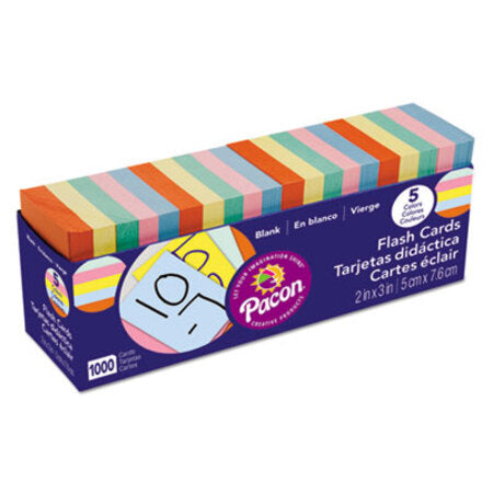 PACON® Blank Flash Card Dispenser Boxes, 2 x 3, Assorted, 1,000/Pack - Pack of 1 - PAC-74170-PK