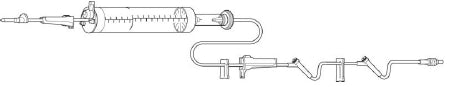 Baxter Burette IV Pump Set Interlink® Gravity / Pump 3 Ports 60 Drops / mL Drip Rate Without Filter 105 Inch Tubing - Case of 48 - 2C7564-CS