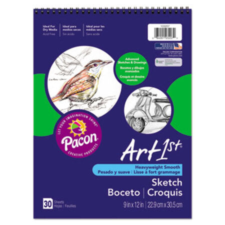 PACON® Art1st Artist's Sketch Pad, Unruled, 30 White 9 x 12 Sheets - Each - PAC-103207-EA