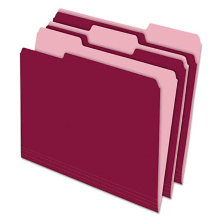 Pendaflex® Interior File Folders, 1/3-Cut Tabs: Assorted, Letter Size, Burgundy, 100/Box - Box of 1 - PFX-421013BUR-BX