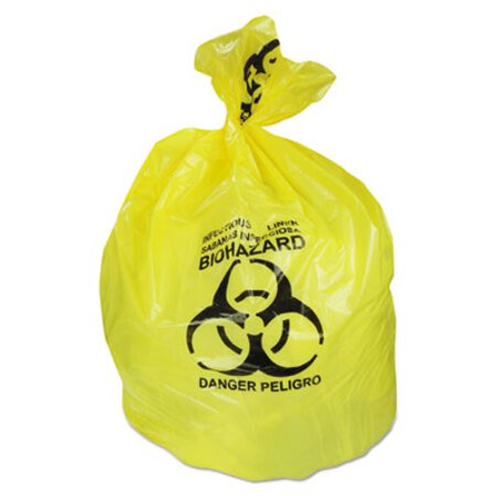 Heritage Healthcare Biohazard Printed Can Liners, 20-30 gal, 1.3 mil, 30" x 43", Yellow, 200/Carton - CT/1 - HER-A6043PY-CT