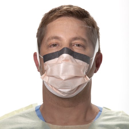 O&M Halyard Inc Procedure Mask with Eye Shield FluidShield Anti-fog Foam Pleated Earloops One Size Fits Most Orange NonSterile ASTM Level 3 Adult - Case of 100 - 47147-CS