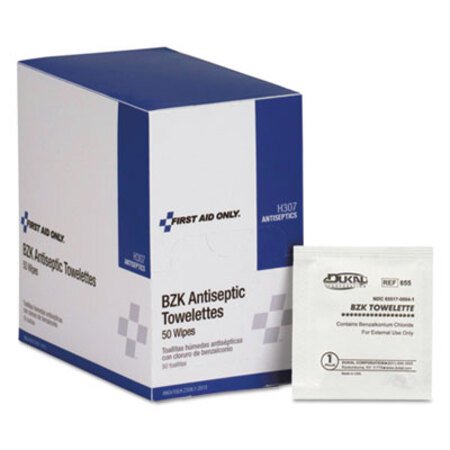 First Aid Only™ Antiseptic Cleansing Wipes, 50/Box - Box of 1 - FAO-H307-BX