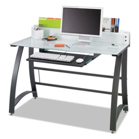 Safco® Xpressions 47" Computer Desk, 47" x 23" x 37", Frosted/Black - Each - SAF-1938TG-EA