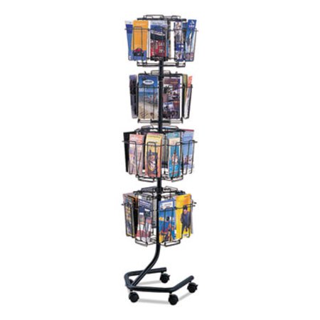 Safco® Wire Rotary Display Racks, 32 Compartments, 15w x 15d x 60h, Charcoal - Each - SAF-4128CH-EA