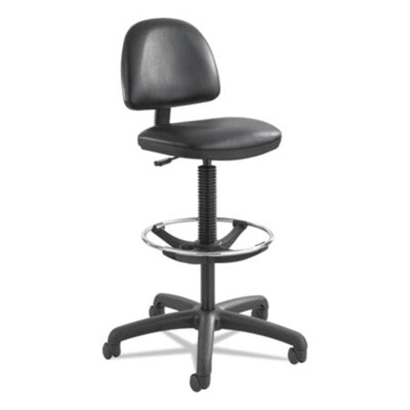 Safco® Precision Extended-Height Swivel Stool, Adjustable Footring, Supports 250 lb, 23" to 33" Seat Height, Black Vinyl, Black Base - Each - SAF-3406BL-EA