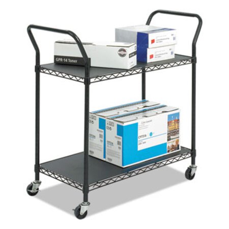 Safco® Wire Utility Cart, Metal, 2 Shelves, 400 lb Capacity, 43.75" x 19.25" x 40.5", Black - Each - SAF-5337BL-EA