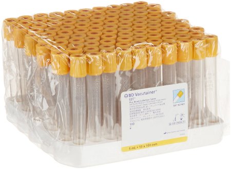 BD BD Vacutainer® Plus Venous Blood Collection Tube Clot Activator / Separator Gel Additive 5 mL BD Hemogard™ Closure Plastic Tube - Case of 1000 - 367989-CS