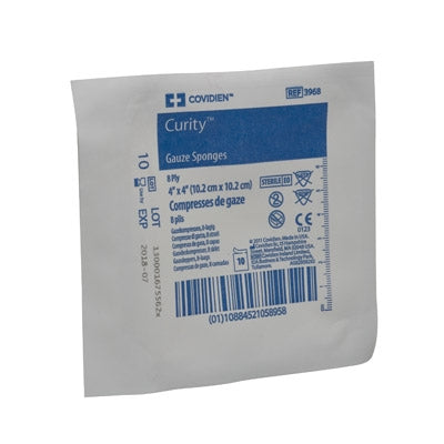Cardinal Gauze Sponge Curity™ 4 X 4 Inch 10 per Pouch Sterile 8-Ply Square - Case of 1600 - 3968---CS