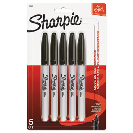 Sharpie® Fine Tip Permanent Marker, Fine Bullet Tip, Black, 5/Pack - Pack of 1 - SAN-30665PP-PK
