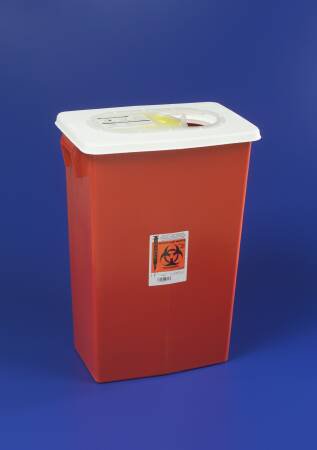 Cardinal Sharps Container SharpSafety™ Red Base 26 H X 18-1/4 W X 12-3/4 D Inch Vertical Entry 18 Gallon - Case of 5 - 8998S-CS