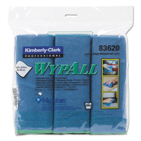 WypAll® Microfiber Cloths, Reusable, 15.75 x 15.75, Blue, 6/Pack - Pack of 1 - KCC-83620-PK