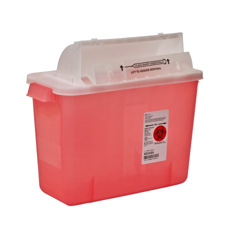 Cardinal Sharps Container SharpStar™ In-Room™ Translucent Red Base 11-3/4 H X 13-3/4 W X 6 D Inch Horizontal Entry 2 Gallon - Case of 10 - 8534SA-CS