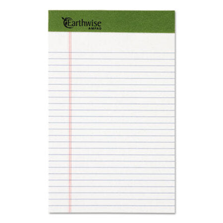 Ampad® Earthwise by Ampad Recycled Writing Pad, Narrow Rule, Politex Green Headband, 50 White 5 x 8 Sheets, Dozen - DZ/1 - TOP-20152-DZ