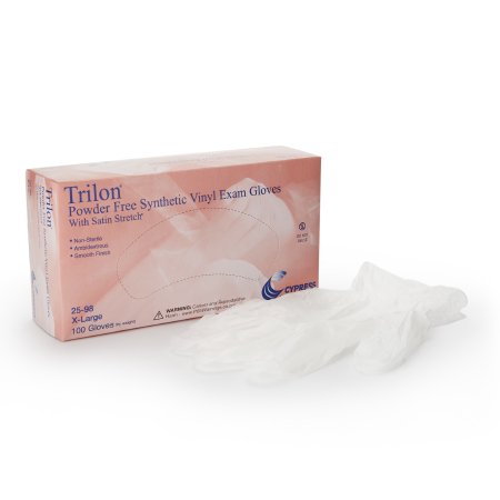McKesson Medical Surgical Exam Glove Trilon® X-Large NonSterile Vinyl Standard Cuff Length Smooth Clear Not Rated WITH PROP. 65 WARNING - Case of 1000 - 25-98-CS