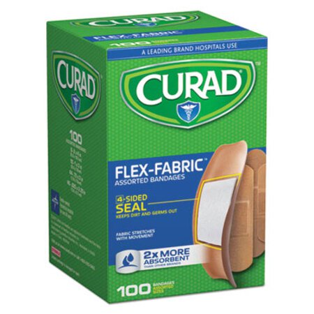 Curad® Flex Fabric Bandages, Assorted Sizes, 100/Box - Box of 1 - MII-CUR0700RB-BX