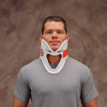 DeRoyal Extrication Cervical Collar DeRoyal® Preformed Adult Tall One-Piece / Trachea Opening 3-1/2 Inch Height 11 to 23 Inch Neck Circumference - Each - 1044-85-EA