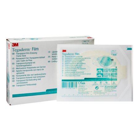 3M Transparent Film Dressing 3M™ Tegaderm™ 4 X 4-1/2 Inch Frame Style Delivery Oval Sterile - Box of 50 - 1630-BX