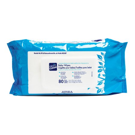 Professional Disposables Baby Wipe Nice'n Clean® Soft Pack Aloe / Vitamin E / Chamomile Unscented 80 Count - Box of 80 - M233XT-BX