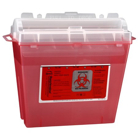 Bemis Healthcare Sharps Container Bemis™ Sentinel Translucent Red Base 10 H X 5-1/4 W X 11 D Inch Horizontal Entry 1.25 Gallon - Each - 175 030-EA
