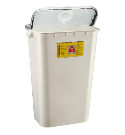 Bemis Healthcare Chemotherapy Waste Container Bemis™ Sentinel White Base 22-1/2 H X 11-4/5 W X 16-1/2 L Inch Horizontal / Vertical Entry 11 Gallon - Case of 6 - 211 004-CS