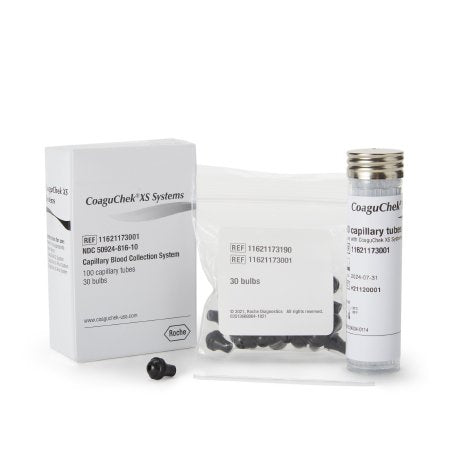 Roche Diagnostics Capillary Tubes and Bulbs 100 Plastic Disposable Capillary Tubes, 10 Bulbs CoaguChek - Box of 100 - 11621173001-BX