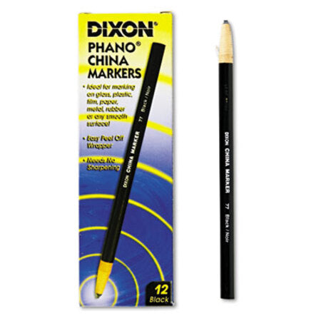 Dixon® China Marker, Black, Dozen - DZ/1 - DIX-00077-DZ
