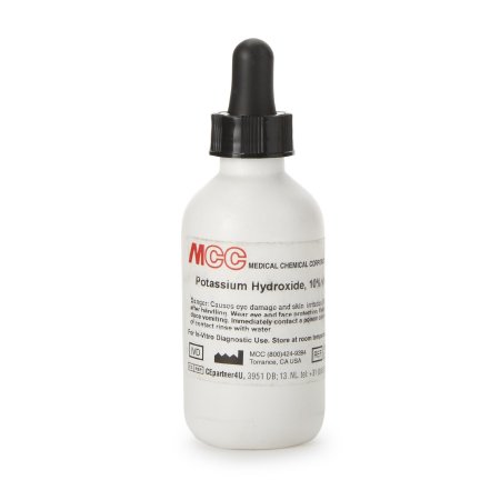 Medical Chemical Microbiology Reagent Potassium Hydroxide Inorganic Compound 10% 2 oz. - Each - 783A-2OZ-EA